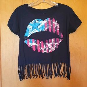 Aeropostale Flag Lips Crop Top